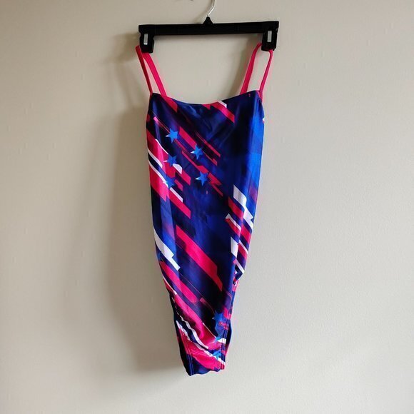 NEW SPEEDO Stars and Stripes Relay Back Blue Red W - Picture 5 of 8